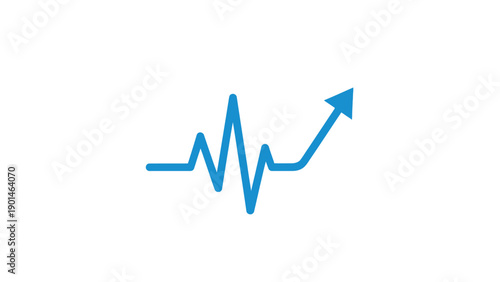 Blue arrow graph line chart increasing.