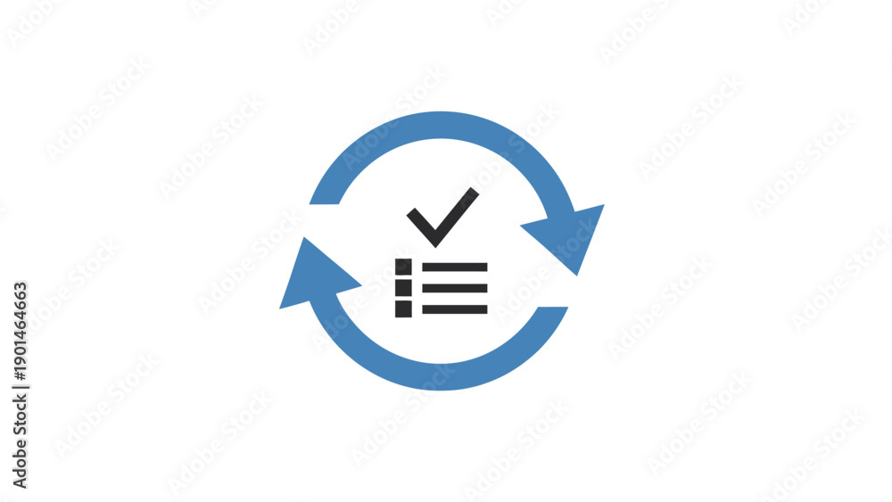 Foto Blue Circular Arrows Check List Icon.
