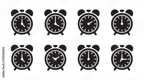 Wake up, schedule and time management clock symbol collection
