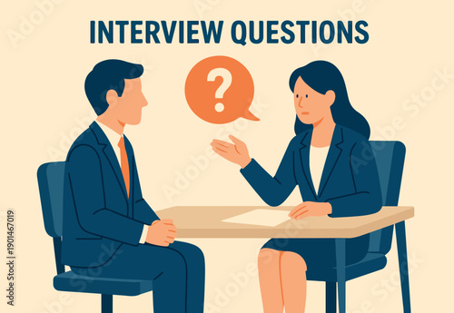 Interview questions, asking job candidate for answers and make decision, communication or challenge hiring recruitment, employment query concept, businesswoman HR asking candidate interview questions.