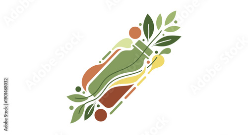 Colorful abstract illustration of vegetables and leaves.