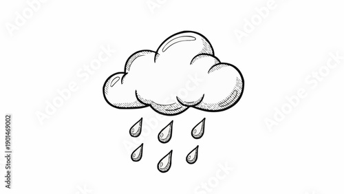 Foto Rain Cloud with Falling Raindrops Illustration.