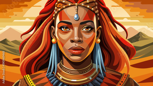 Very beautiful close-up portrait of a Himba woman in traditional attire, highlighting cultural identity, natural beauty, expressive features, and ancestral heritage of Namibia’s indigenous people.