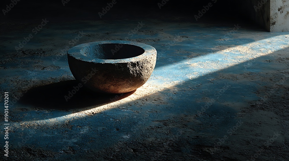 Fototapeta premium Minimal sphere light casting ellipse on floor wallpapers