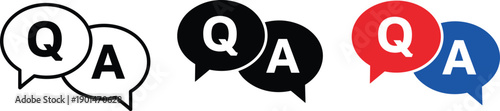 Qa speech bubbles in black white and color question and answer chat dialogue bubbles communication symbols
