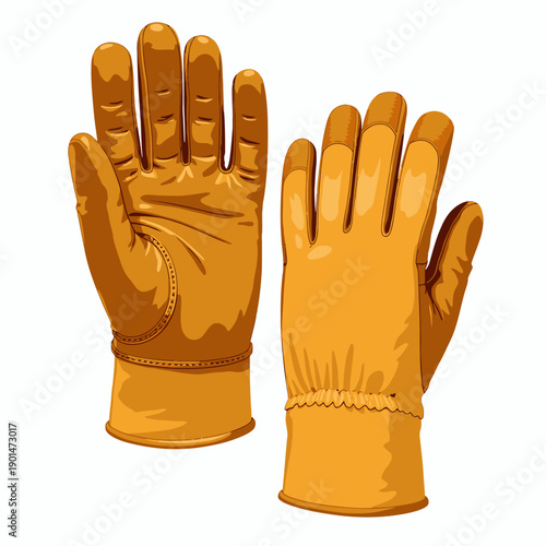 Detailed Illustration of Yellow Protective Work Gloves for Enhanced Safety and Grip in Labor-Intensive Settings and Outdoor Activities