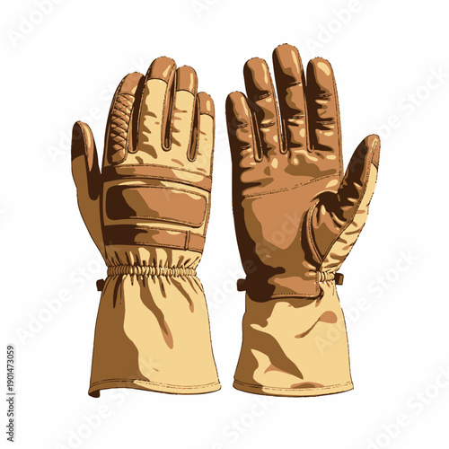 Durable Leather Reinforced Winter Gloves for Cold Weather Protection Featuring Extended Cuffs and Dual Tone Design