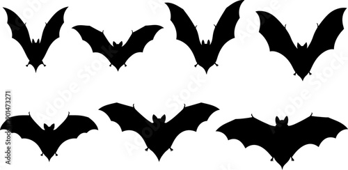 Collection of bat wing silhouettes in various positions