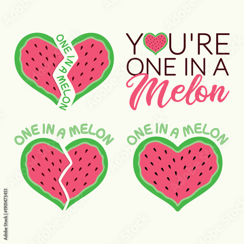 Summer Typography. You are One In A Melon, Summer Beach Design, Summer Quotes Designs.