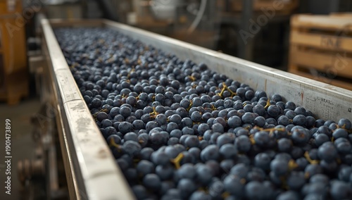 Grapes in a spiral transport system