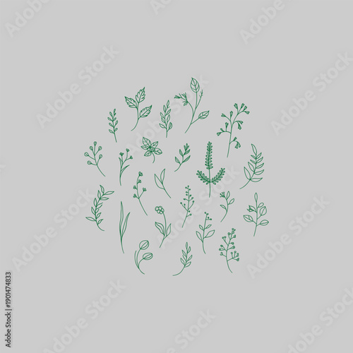 green leaves on a white, black and white abstract background bundle collection.
