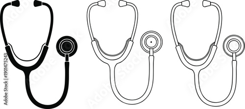 Stethoscope in black and white medical doctor nurse healthcare