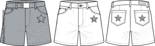 Sheriff shorts with star badges police law enforcement