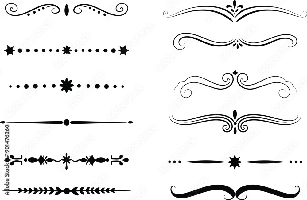 Obraz premium Hand drawn design elements collection ornate illustrations and borders
