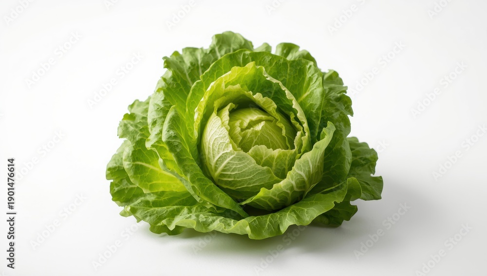 Obraz premium Isolated fresh green oak lettuce against a white backdrop