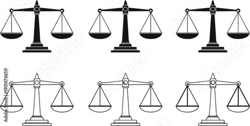 Black and white scales of justice balance symbol