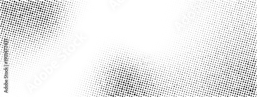 Halftone gradient rectangle frame background. Grunge dotted texture border with copy space. Vector stipple pointillism texture with faded grit noise. Sand, grain pattern on transparent background
