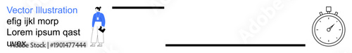 Time management, productivity, organizing tasks, deadlines, efficiency, planning workflow. Minimal stopwatch and a person holding documents. Time management and productivity