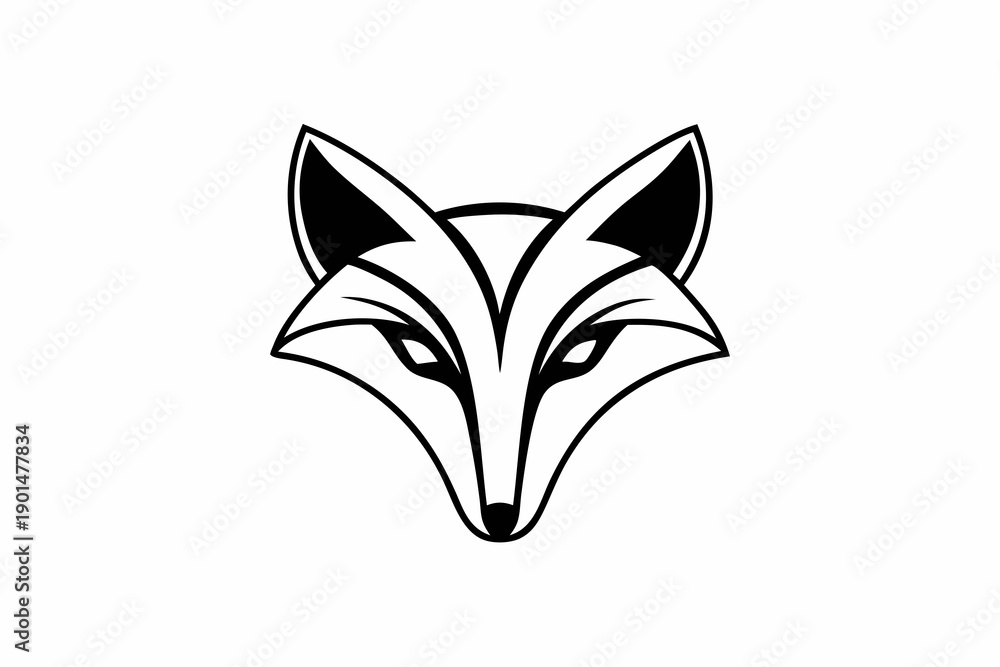 Obraz premium Minimalist Stylized Fox Head Logo Design Vector Illustration.