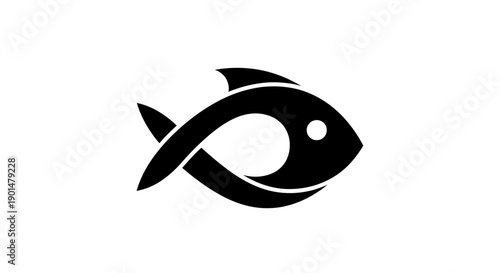 Abstract black fish silhouette design