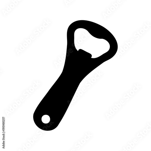 Black bottle opener with a smooth and ergonomic design Vector, illustration