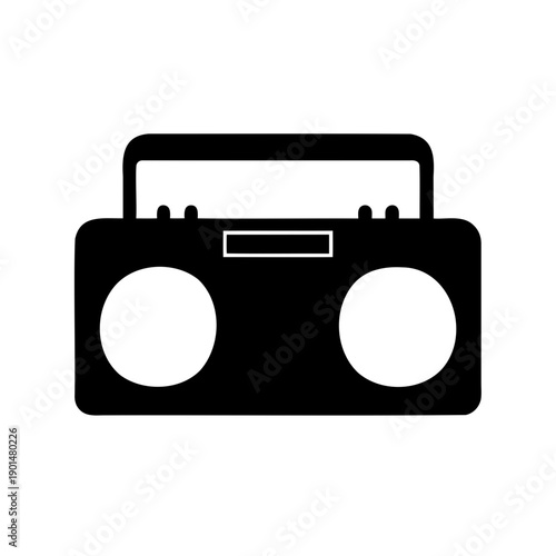 Vintage portable radio with dual speakers and antenna Vector, illustration