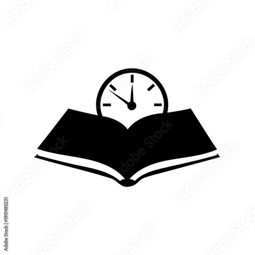 Time management and study balance illustrated with a clock and book Vector, illustration