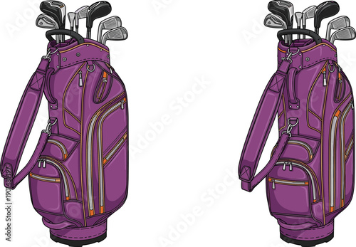 Vector illustration of a red cabbage and purple eggplant featuring a retro cartoon fashion woman in a warrior dress with a sketch art bag