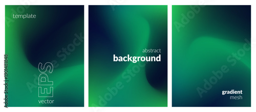 Abstract liquid background set. Gradient mesh. Effect dark color blend. Blurred fluid colorful mix. Modern design template for web covers, ad banners, posters, brochures, flyers. Vector image EPS