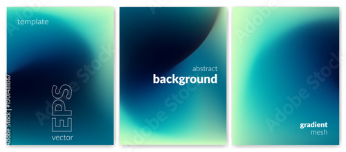 Abstract liquid background set. Gradient mesh. Effect bright color blend. Blurred fluid colorful mix. Modern design template for web covers, ad banners, posters, brochures, flyers. Vector image EPS