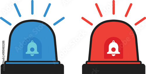Blue and red police emergency lights with bells on police lights sirens blue lights red lights