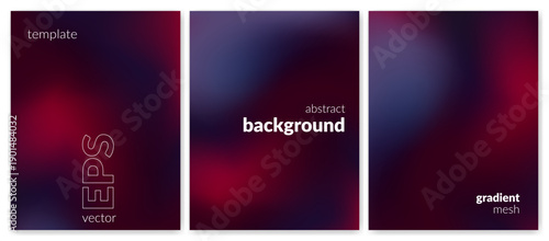 Abstract liquid background set. Gradient mesh. Effect blend burgundy color. Blurred fluid colorful mix. Modern design template for web cover, header, ad banner, poster, brochure, flyer. Vector image
