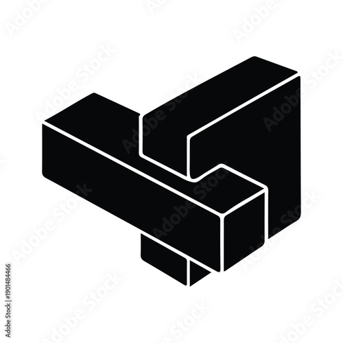 Tongue and groove silhouette. Wood Joinery and Construction Icon. 