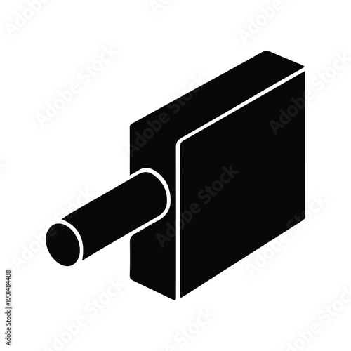 Wood dowel silhouette isolated on white. Wood Joinery and Construction Icon.