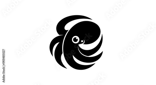 Abstract black octopus logo illustration