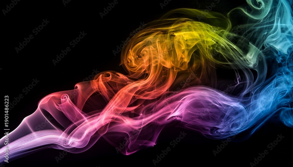 Obraz premium a mesmerizing display of colorful swirling smoke against a black background the contrasting hues create a captivating visual effect