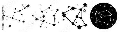 Minimalist vector constellation icon with stars and clock design for time and space concepts