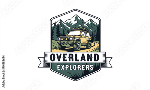 Overland Explorers Off-Road Vehicle Adventure Logo Design.