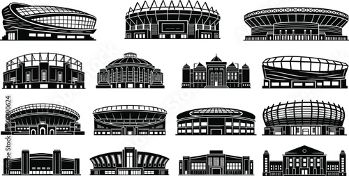 Black and white stadium building buildings sports architecture