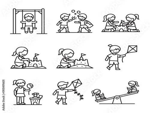 Beautiful children play scenes with dynamic cheerful expressions