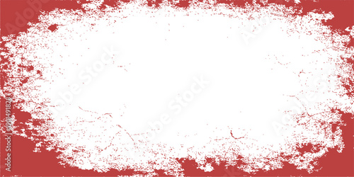 Red grunge frame and background design featuring a bloody paint splash texture with ink splatters and watercolor art patterns on a dirty paper backdrop illustration