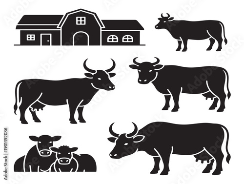 Gorgeous farm creatures illustration in elegant silhouette form