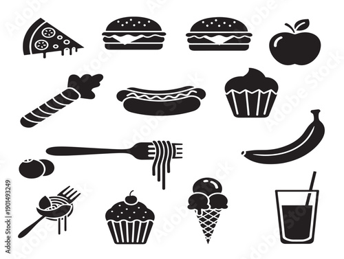 Beautiful food silhouettes collection with a simple and gorgeous meal icon design