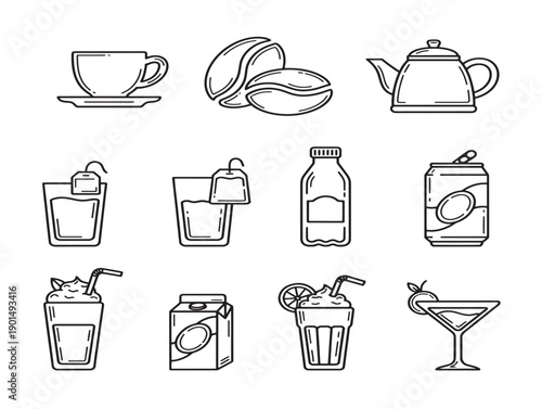 Beautiful coffee and beverage line art with a simple and gorgeous hot drink design