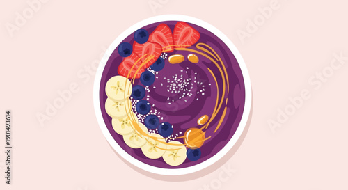 Vibrant and refreshing fruit bowl illustration with a healthy twist