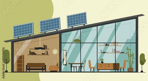 Modern Eco-Friendly Residence with Solar Panels Offering Sustainable Living Solutions