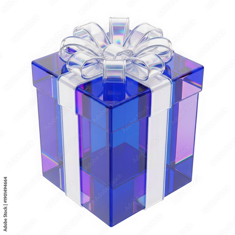 Obraz premium Elegant transparent gift box with bow