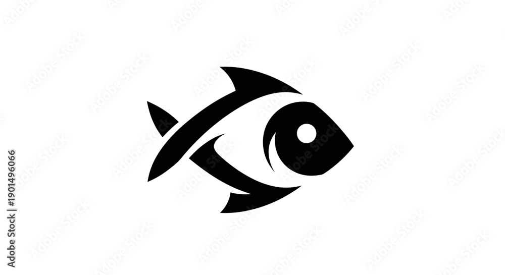 Fototapeta premium Abstract fish icon in black and white