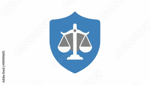 Scales of justice on shield icon.