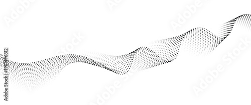 Flowing Dot Wave halftone gradient pattern on transparent background	

